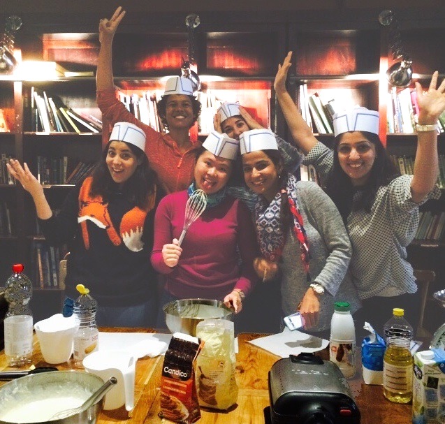 group of people having fun at waffle workshop